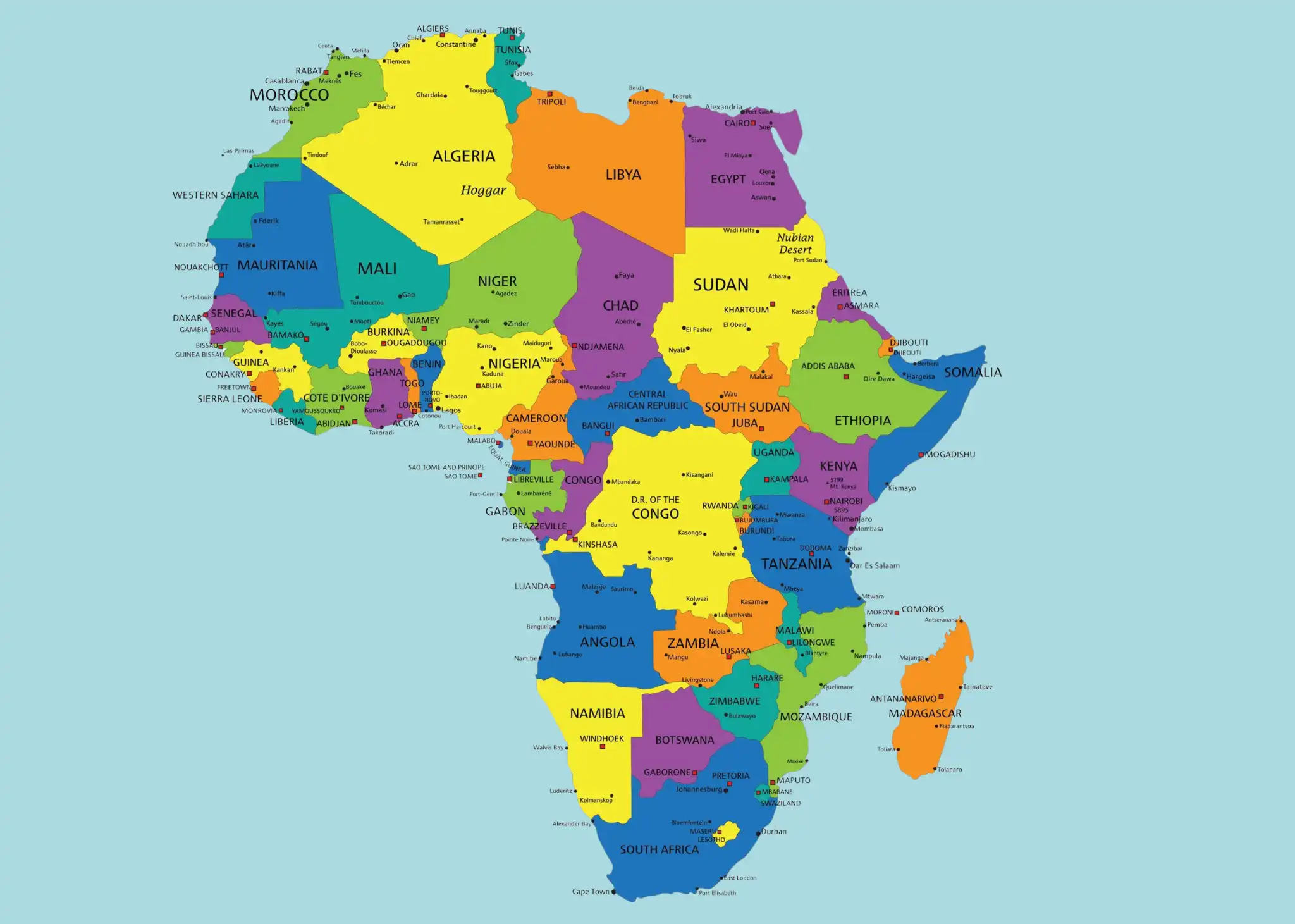Africa map industrial export region