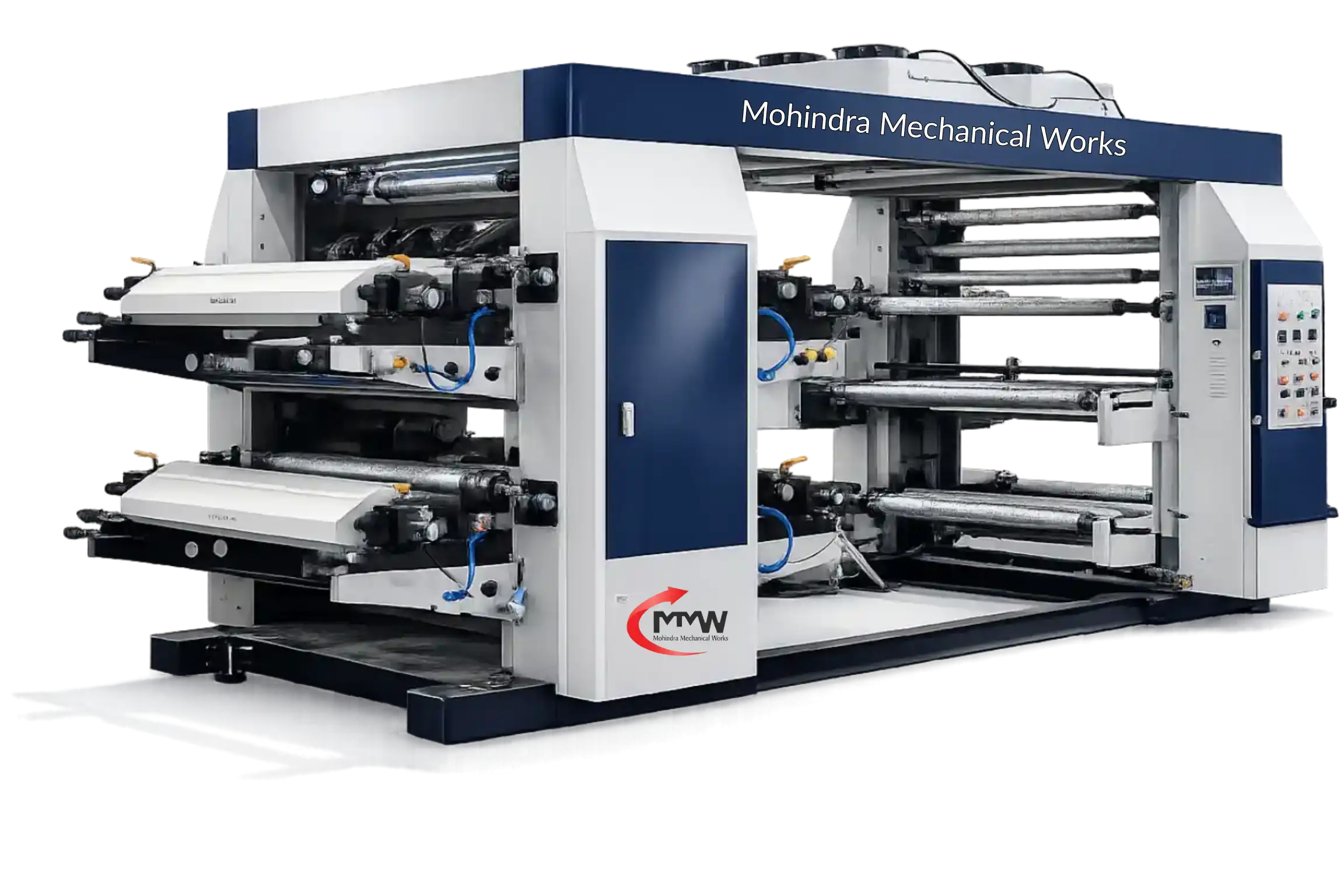 Woven fabric printing machine for roll to roll industrial flexo printing