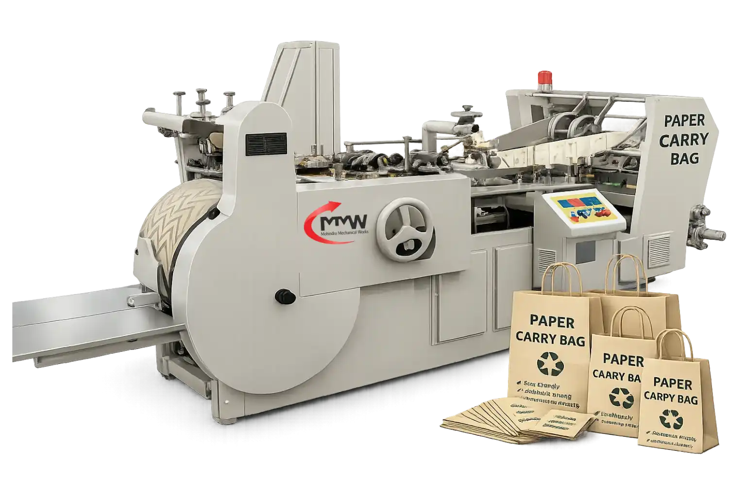 Automatic paper carry bag making machine for eco-friendly bag production