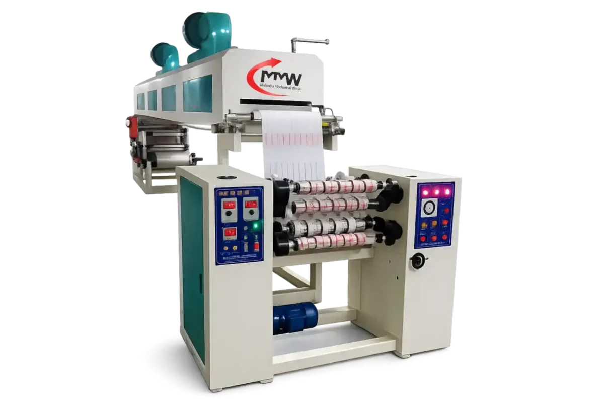Cello tape slitting and coating machine with multi roll system for precise cutting