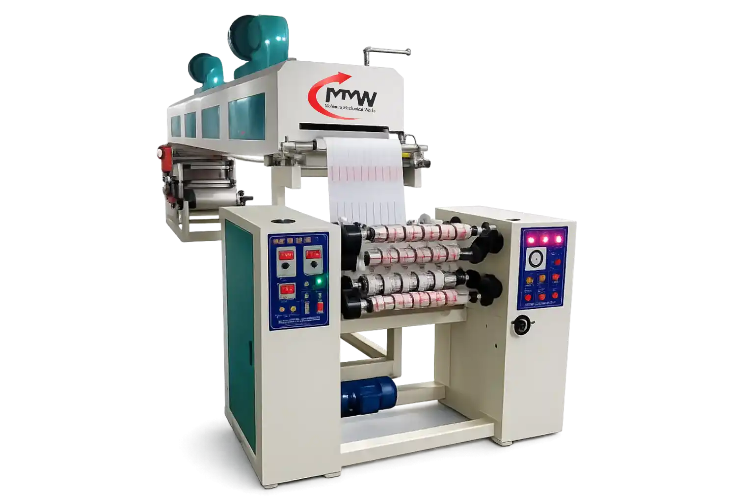 Cello tape slitting and coating machine with multi roll system for precise cutting