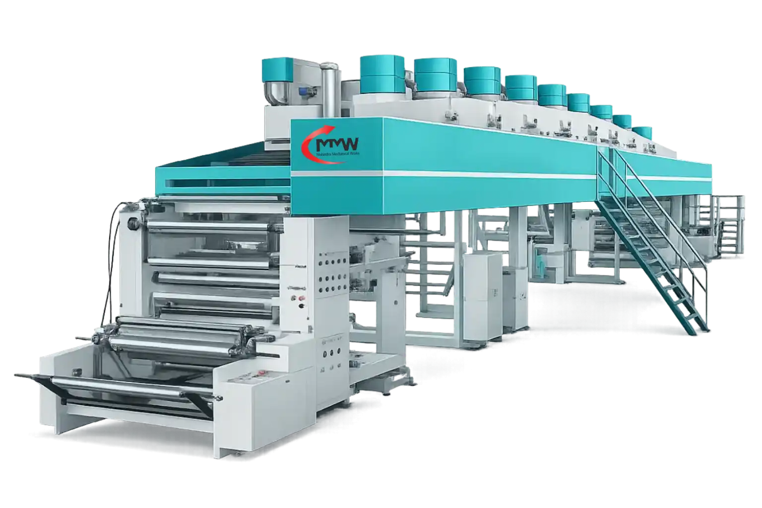 Double head paper coating machine with high speed dual coating system
